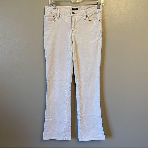 J. Crew 0 short Y2K low rise stretch bootcut corduroy pants cream white winter - Picture 1 of 9
